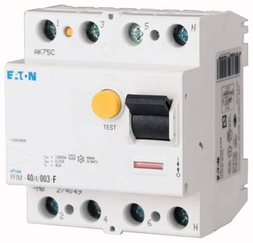Eaton 187456 PFIM FI-Schutzschalter, 4-polig, 25A, 30 mA Moeller IEC/EN 61008, 62423