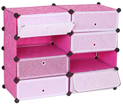 Mendler Scarpiera scaffale modulare HWC-B66 8 Scomparti Multiuso 73x92x36cm - Rosa