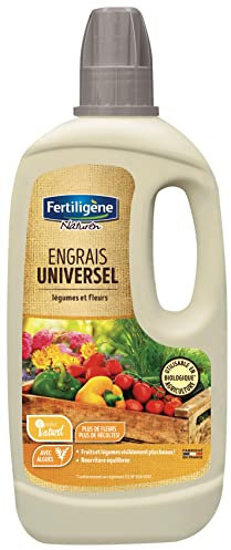 FERTILIGENE FEU750 - Engrais Liquide Universel Légumes et Fleurs UAB 750 ml -Plantes plus belles en 7 jours - Apporte une nourriture équilibrée - A base d'algues marines -Pour 107 L de solution diluée