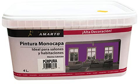 Pintura Monocapa en cubetas, para decoracion de interiores y exteriores de yeso, cemento, escayola, etc. … (4L, PÚRPURA)