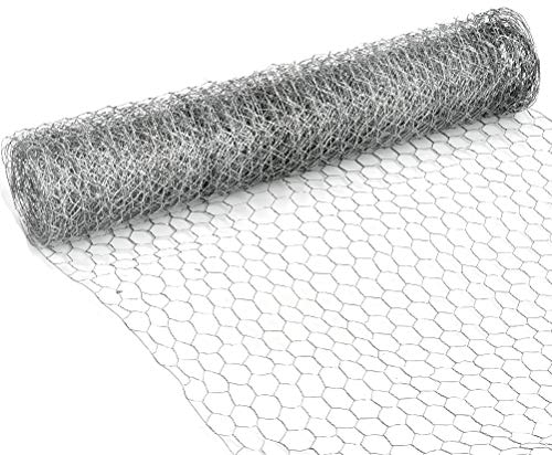 FOROREH 5m Chicken Wire Net, Galvanized Hexagonal Wire Mesh, Rabbit Animal Fence Metal Garden Netting Fencing for Gardening DIY Craft and Home Decors