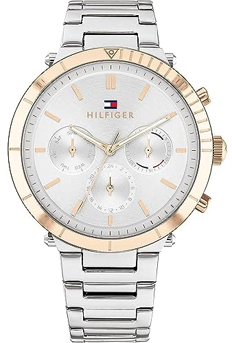 Tommy Hilfiger Multi Zifferblatt Quarz Uhr für Damen mit Silbernes Edelstahlarmband - 1782348