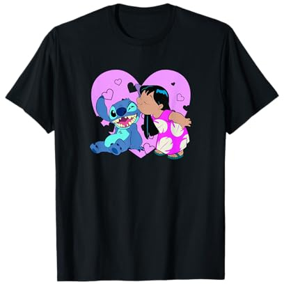 Disney Lilo & Stitch Día de San Valentín Pink Heart Kisses Camiseta