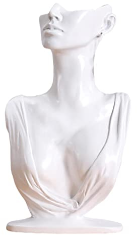 Hellery Mannequin Buste, Collier Boucle d'oreille Mannequin Tête Buste, Bijoux Présentoir Fait en Résine 20x7x32cm - Blanc