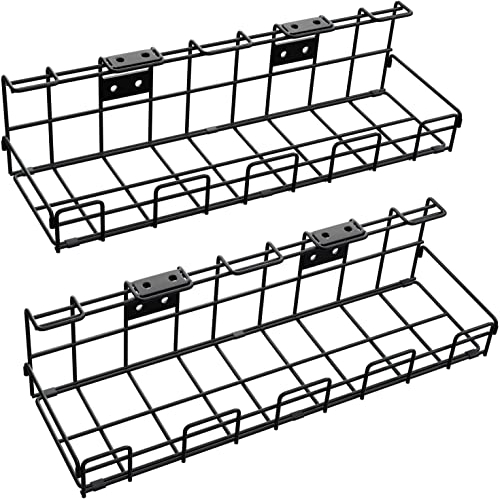 Cable management under desk with individual 4-in-1 desk/wall mounting system – cable holder/cable tray (2× set size L, secure mounting with screws, for cables, chargers, extension leads) KD Essentials