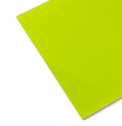PLEXIGLAS® Satinice SC, 3 mm dick, 25 x 50 cm, Limonengrün (6H07SC) | Einseitig satiniertes Acrylglas mit transluzenter Wirkung; gut geeignet für Lichtobjekte, Modellbau, Displays und Zuschnitte