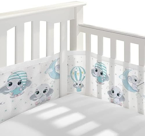 Bettumrandung Babybett,2 Pack Baby Nestchen Bettumrandung,Kopfumrandung Babybett,Atmungsaktive Krippenumrandung,Babybett Atmungsaktiver Kollisionsschutz,Nestchen für Kinderbetten,Babybett Umrandungen