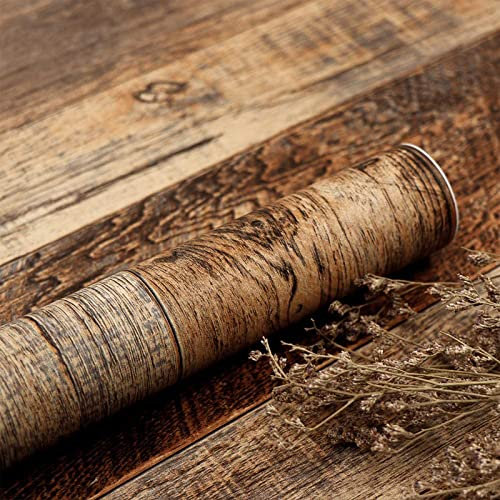TANONE Holz-Kontaktpapier, Küchentapete, zum Abziehen und Aufkleben, selbstklebend, entfernbare Tapete, Arbeitsplatten, wasserdicht, Überfälzung, Wandpapier, Holz, Vinylfolie für Schränke, rustikales