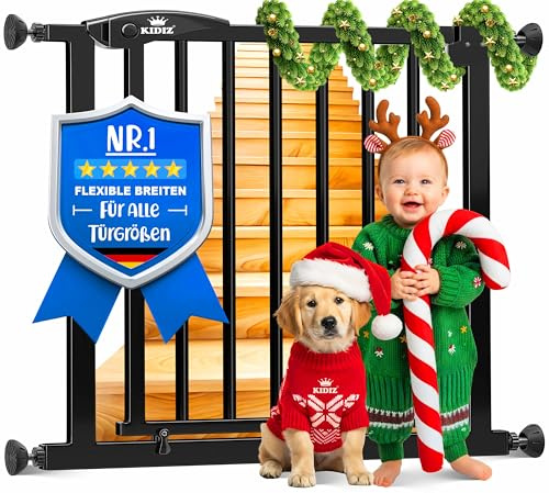 KIDIZ® Griglia di protezione per porte e scale, per bambini, senza forature, orientabile su entrambi i lati,