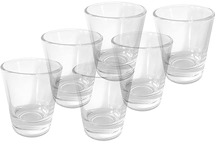 Provance 6 vasos de chupito Shotgläser corto de tequila, 2 cl, 4 cl, 20 ml, 40 ml, cristal estable, fondo reforzado, apto para lavavajillas, vasos de fiesta, vasos para bebidas