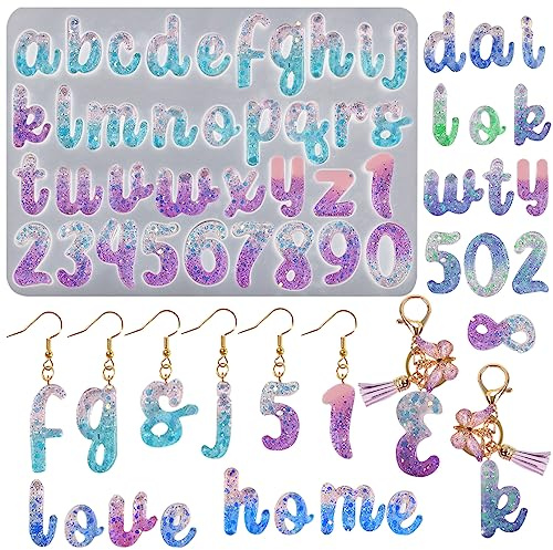 HyzaPhix Kleinbuchstaben Silikonform Zahlen Gießformen, Buchstaben Epoxidharz Formen Alphabet Silicone Mold Für DIY Schmuck, Schlüsselanhänger, Ohrringe, Halskette