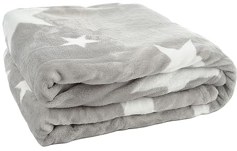 Etrexonline Manta de Franela Premium 100% Microfibra: Tacto Ultra Suave, Cálida y Mullida para Sofa, Cama y Sobrecama - Flannel Blanket de Calidad - 130x160cm Estrella