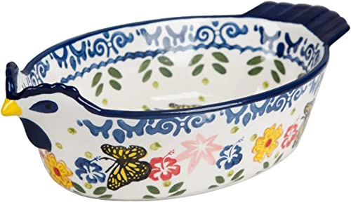 Olla de estofado de cerámica retro, cazuela de cerámica, fuente for hornear de cerámica con asa, sartén ovalada, cazuela, microondas y horno