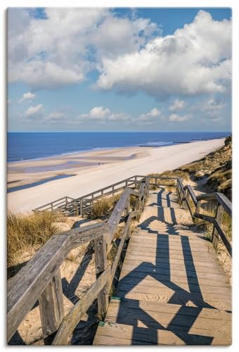 ARTLAND Wanddeko Leinwand Bilder Wandbild 60x90 cm Landschaften Nordsee Küste Strand Holzweg Treppe Sylt Friesland U4XN