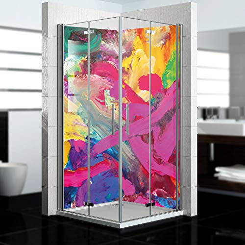 dedeco Pannello posteriore doccia impermeabile motivo: arte V1, 2 x 90 x 210 cm, come pannello posteriore per il bagno per la sostituzione delle piastrelle, come parete decorativa, rivestimento da