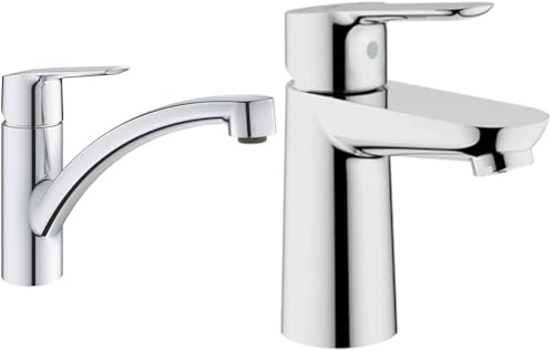 GROHE Start - Einhand-Spültischarmatur (DN 15, Schwenkbereich 140°, Einlochmontage), chrom, 30530002 & BauEdge | Badarmatur- Einhand-Waschtischbatterie, S-Size