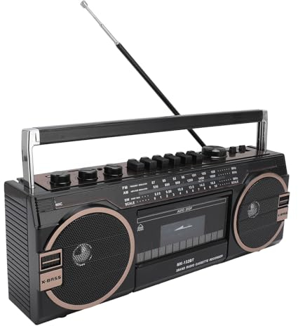 Lecteur de Cassettes sans Fil, Enregistreur Radio AM FM SW de Style Vintage avec Port USB, Auxiliaire 3,5 Mm, connectivité, pour Souvenirs Nostalgiques (Black)