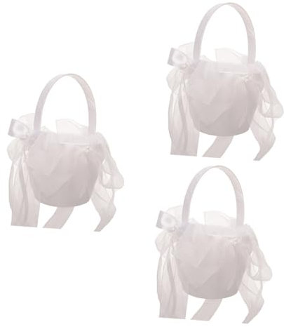 Garneck 3St Blumenmädchenkörbe für Hochzeiten gästekarten hochzeit hochzeitslaken Hochzeitsfeier geldgeschenke+zur+hochzeit قرآن Hochzeitskorb Hochzeitsblumenkorb tragbar großer Weiß