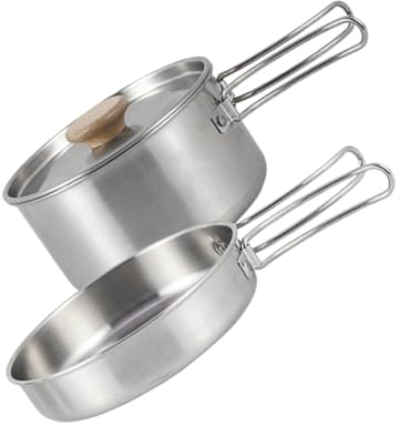 Anneome 1ensemble Poêle De Camping Inoxydable avec Poignée Ustensile De Cuisine Extérieur Multifonctionnel pour Omelettes Pancakes Et Plus Accessoire Pratique Et pour Activités Plein