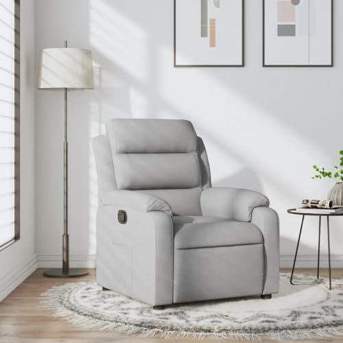 Homgoday Relaxsessel mit Liegefunktion Fernsehsessel Sessel Ruhesessel Polstersessel Verstellbare Rückenlehne Liegesessel Lesesessel Loungesessel für Wohnzimmer Hellgrau Stoff