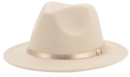 FULUJIDI Fedora Trilby Filzhut Hut Hut Fedoras Mädchen Hut Frauen Hüte Jungen Panama Jazz Kappen Gürtel Band Niedlich Outdoor Dekorieren Hut 52-54Cm (Kinder) Beige
