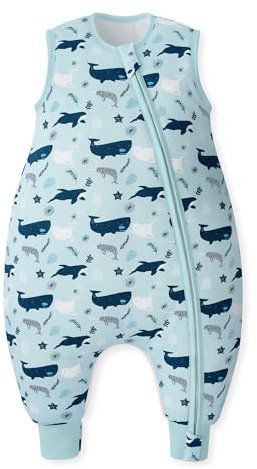 Unnivoll Baby Schlafsack mit Füßen 2,5 Tog Winterschlafsack Baby Baumwolle Schlafsack mit Beinen Babyschlafsack Warm und Weich 80 cm für Jungen Mädchen Hai