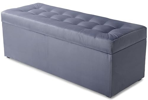 MG Design Polsterhocker 45 x 120 cm Grau mit Stauraum (ca. 140 L), belastbar bis 300 kg, sofort einsatzbereit & pflegeleicht – für Wohnzimmer, Schlafzimmer & Flur