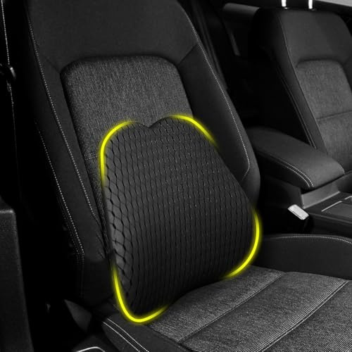 HEYOUTH Cojín de Soporte Lumbar Ergonómic,Respaldo Asiento Coche,Cojin Lumbar Silla Oficina,Cojín Lumbar de Memoria para casa,Oficina, Coche, Viajes (Negro)