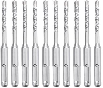 hsawbit 10PCS Masonry Drill Bits Set with SDS Plus Shank, 4mm x 110mm Hammer Drill Masonry Drills Tungsten Carbide Tip for Concrete, Brick, Cement Walls, Stone