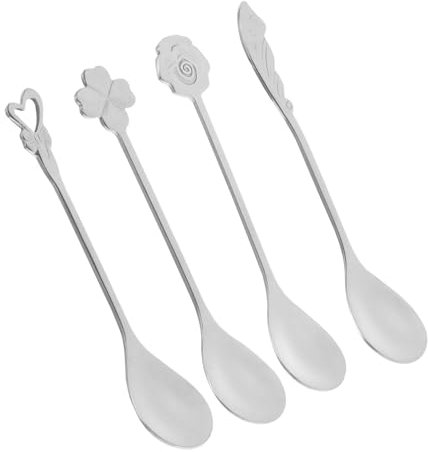 Amosfun 304 Stainless Steel Coffee Spoon Multi-Purpose Mixing Spoon Stirring Spoon for Dessert Drink Wedding Present Set