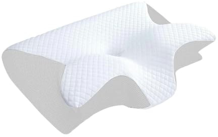 SYLDMKJ Cuscino Memory Foam Cuscino Cervicale in Memory Foam Cuscino per Dolore al Collo, Cuscini di Supporto Sagomato, Cuscino per Collo-Bianco