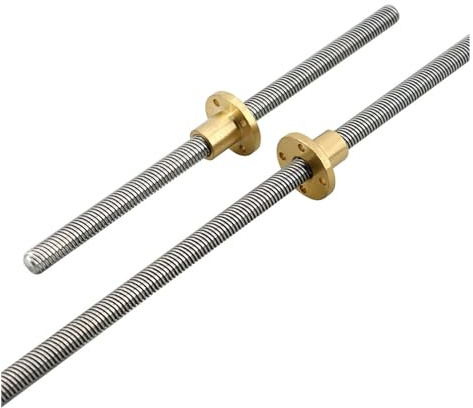 LYMFE Husillo de Bolas con Tuerca Tornillo de Avance T10 con Varilla Trapezoidal de 10 mm de diámetro y Paso de 2 mm, Paso de 8 mm con Tuerca de latón, Longitud de 100 mm a 1000 mm(100mm)