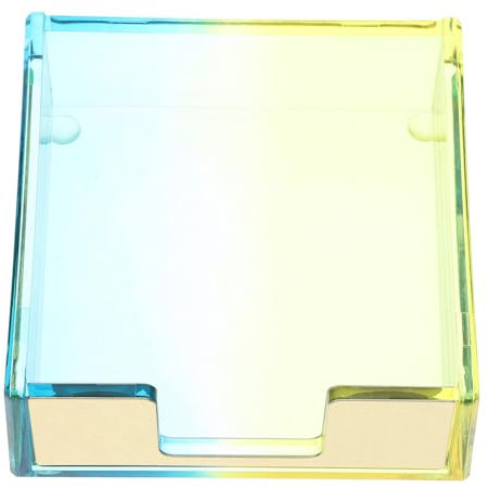 JEWEDECO Notizblock Dispenser Praktischer Memo Pad Für Schreibtisch Stilvoller Organizer Für Bürobedarf Für Aufbewahrung Von Zetteln Und Stiften Gelbe Farbverlauf-Design