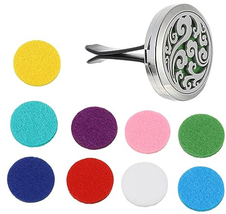 BUGUUYO Duft Diffusor Für Auto Lüftungsclip Mit Aromatherapie Edelstahlmaterial Wiederverwendbare Nachfüllpads in Verschiedenen Farben Einfache Anwendung Für Auto Büro Oder Schlafzimmer