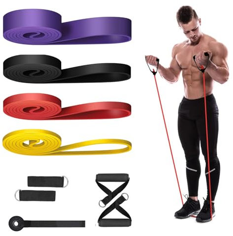 Widerstandsbänder Set-Pull Up Bänder mit 4 Widerstandsstufen 5-85 LBS für Männer Frauen, Übungsbänder Widerstand mit Türanker, Trainingsplakat Tasche für Körperdehnung, Pull Up Assist