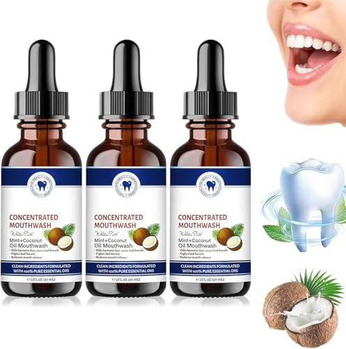 Collutorio con olio fresco di cocco, olio di cocco tirante per i denti, collutorio all'olio di cocco, estrazione dell'olio di cocco, alito fresco, collutorio sbiancante (3)