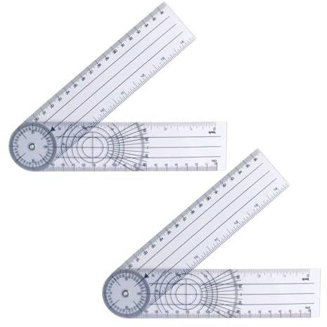 2 Stück Goniometer Physiotherapie,Winkelmesser Schule,Winkellineal,PVC Medizinischer 360° Spinal Winkel Lineal Transparenter,Protractor School,Gelenkmesser für Heimarbeit,Sporttherapie,Ärzte,Studenten