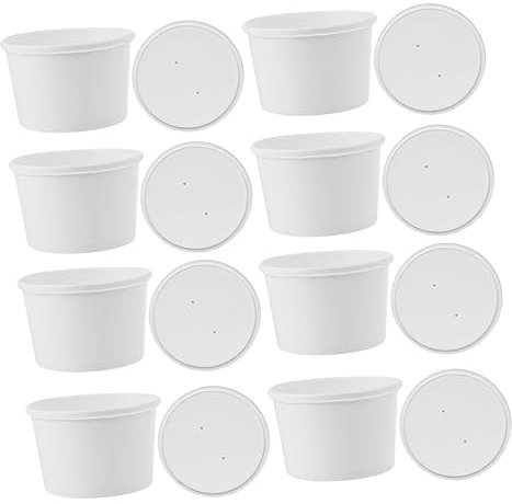 CIYODO 20sets Paper Ice Cream Cups Disposable Ice Bowls Summer Dessert Paper Bowl Lids for Cream Canteen