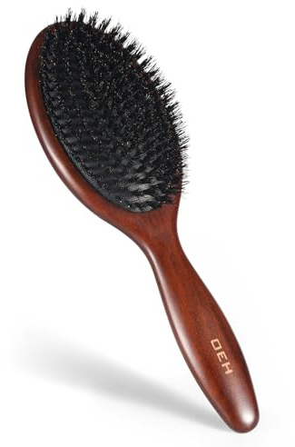 OEH Brosse à cheveux en poils de sanglier pour cheveux fins, fins, courts, normaux - Brosse à cheveux pour homme et femme - Démêlage et lissage