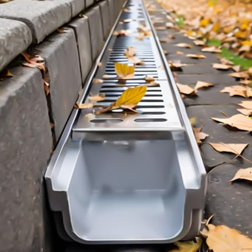 Ablaufgitter Abflussgitter Graben Drain Für Einfahrt Metallgitter, 10 CM Wide Deck Drainage Channel / Kommerzielle Fabrik Garage Bodenabläufe, Beton Dusche Diverter Regenrinne(60x10x4cm/23.6x3.9x1.6in