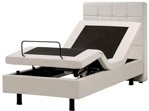 Beliani Polsterbett elektrisch verstellbar Hellbeige 80x200 cm mit Fernbedienung Duke