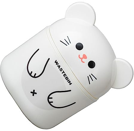 Cabilock Mini-déchets flip peut Mini poubelle peut poubelle pour table petit bac ordures petite poubelle adorable poubelle de bureau seau de stockage des déchets jolie poubelle blanche