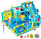 SportBob Hüpfburg für Kinder Outdoor Indoor, Aufblasbare Bounce House XXL mit Gebläse, Trocken-/Wasserrutsche, Springen, Planschbecken, Kletterwand, Wasserspray, 470×400×220cm