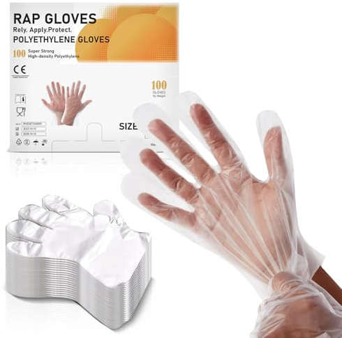Disposable Polythene Gloves Medium 100 Pack Clear PE for Food and Catering | Latex free, powder free and BPA free, embossed non slip finish, loose fit, suits kitchens, takeaways, bars and cleaning