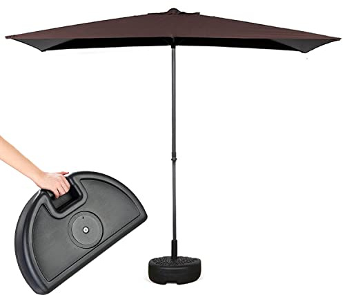 Demi-parasol rectangulaire pour jardin et balcon - Hauteur réglable - Hauteur réglable - Base pour plus de stabilité - 2,4 m