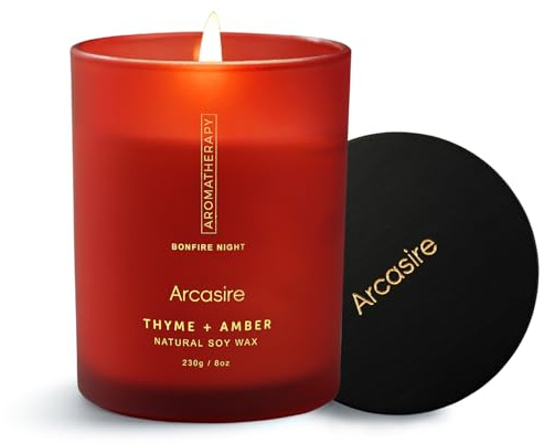 Arcasire Thyme & Amber Scented Candle, Luxury Candles for Women, 8oz Soy Wax Candle, 50 Hours Burn Time, Ideal Candle Gift for Women and Men, Birthdays, Christmas, Weddings, Bath (Thyme & Amber)