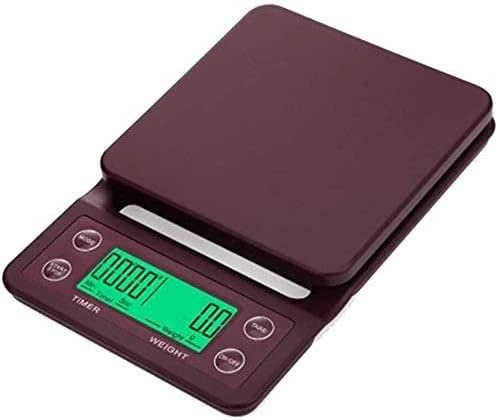 Bilancia elettronica digitale da cucina Mini per alimenti, elettrica, display LCD retroilluminato, con timer e funzioni per ingredienti, gioielli, caffè, regalo di Natale (nero 3 kg/0,1 g) (rosso 5 k