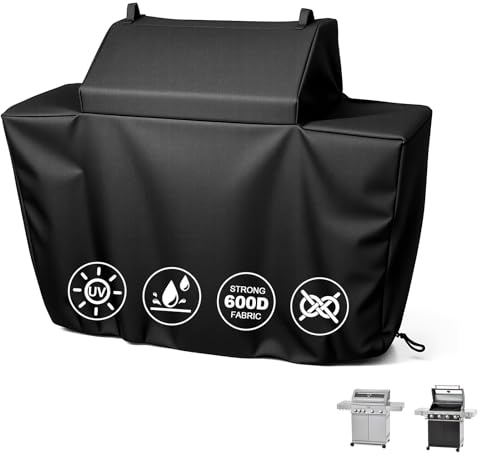 Denmay Grillabdeckung passend für RÖSLE VIDERO G4/G4-S & Burnhard Fred Gasgrill BBQ-Station, Wetterschutzhülle 600D, UV-beständig und wasserdicht Abdeckhaube 139 x 56 x 113 cm, Schwarz