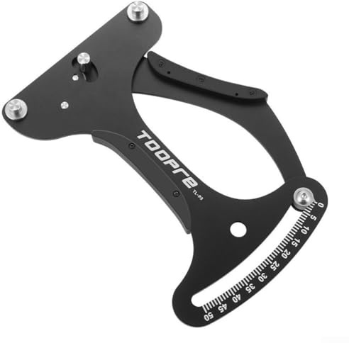 Jonikuper Misuratore di tensione dei raggi in lega di alluminio, strumento di misurazione per riparazione ruote di bici, compatibile con raggi rotondi e piatti, 195 x 120 mm (nero)