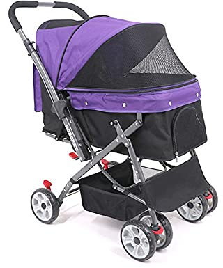 GSACLKES Carritos, Carrito Derro Plegable - Carga Máxima 25Kg, Carrito de Viaje de Mascotas Pararros Y Gatos Medios/S - Conveniente Y Portátil/Púrpura